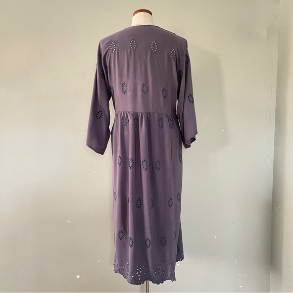 Purple eyelet overlay kimono unbranded 100% Rayon boho size Small - Picture 6 of 6